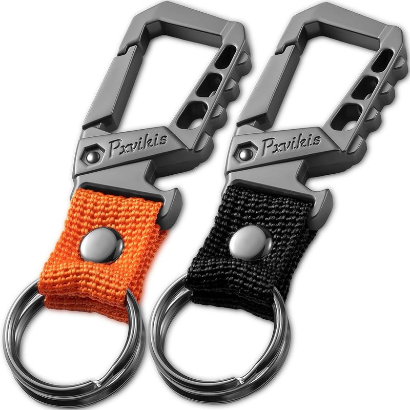 Pxvikis Metal heavy duty key chain carabiner clip bottle opener wrist lanyard ring car key fob unisex for men and women - Image 1